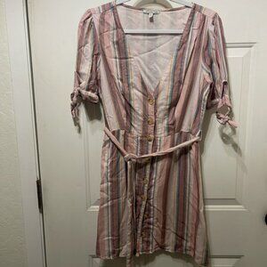Charlotte Russe Stripe Dress Size Medium Classic Retro Tie V Neck